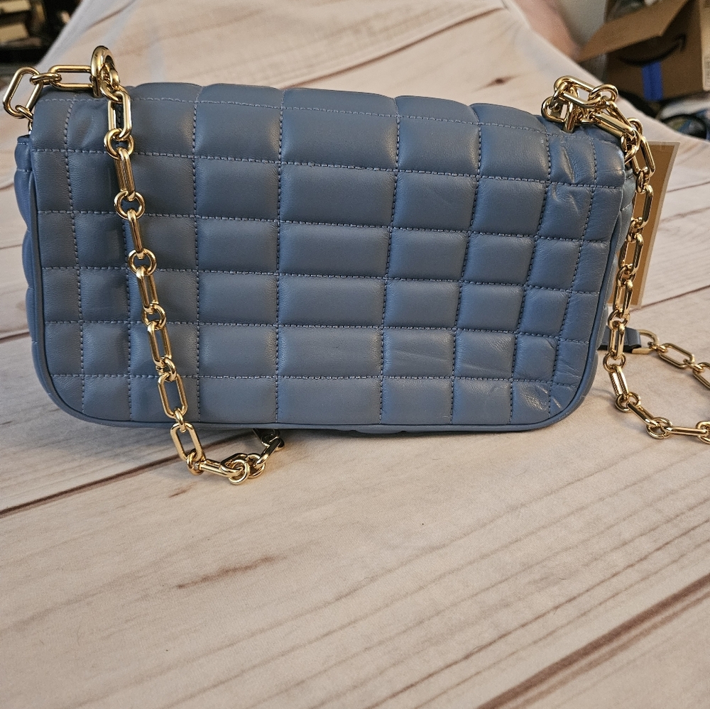 Michael KorsTribeca Large Convertible Chain Shoulder Bag French blue New - Picture 4 of 11